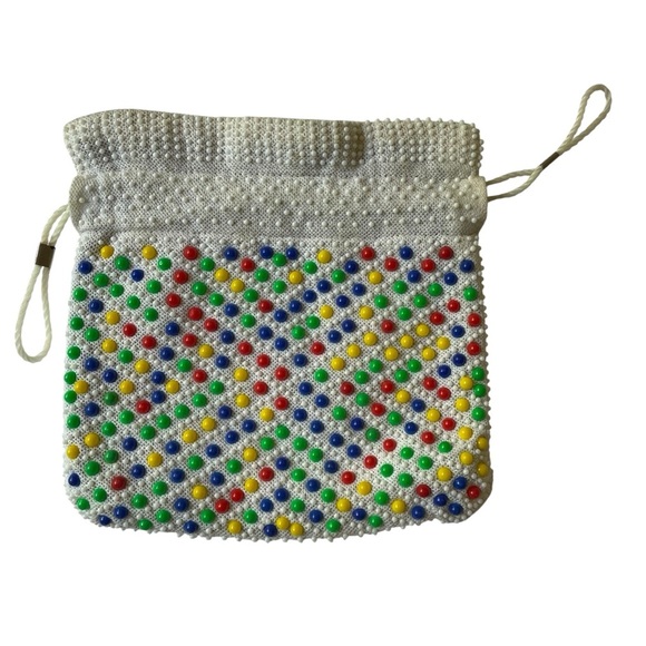 Vintage 1970s Candy Dot or Candy Bead drawstring bag - Picture 6 of 8